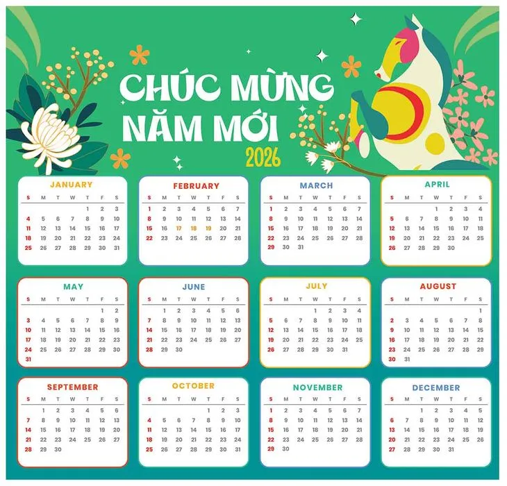 Lịch  chúc mừng năm mới, Ngựa trừu tượng nhiều màu hiện đại – File Ai 