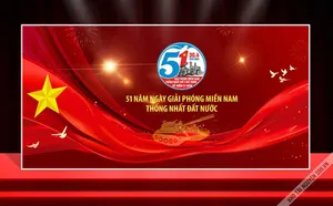 Backdrop Kỷ Niệm 51 Năm Giải Phóng Miền Nam - Thống Nhất Đất Nước