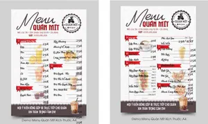 Menu Quán Mít  giải khát - File CDR Editable Cho Đồ Uống & Trà Sữa