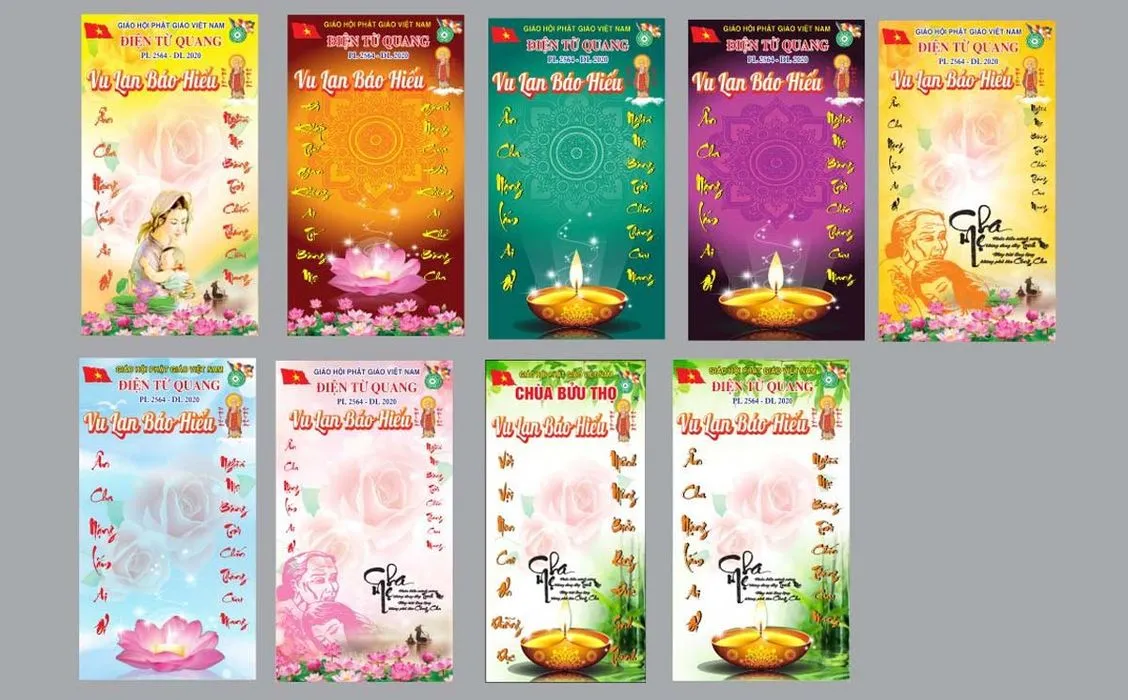 Mẫu thiết kế bộ phướn kính mừng đại lễ Vu Lan file corel