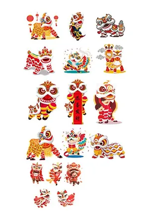 Bộ hình múa lân hoạt hình đẹp – Tết Trung Thu – File Corel