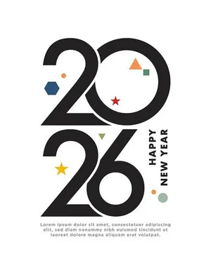 Số 2026 trang trí hình học Happy New Year – Vector AI, EPS