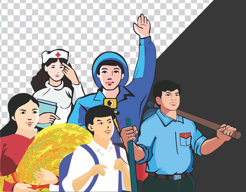 Ảnh các thanh niên nam nữ đoàn Hồ Chí Minh  mặc áo xanh file PNG - Mẫu số 9
