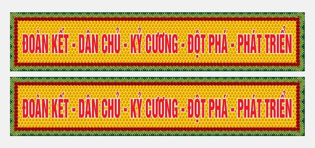  File Corel Băng rôn khẩu hiệu đoàn kết dân chủ kỷ cương đột phá phát triển