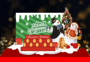 File Corel Background Giáng Sinh Người Tuyết Và Kệ Trưng Bày Đỏ