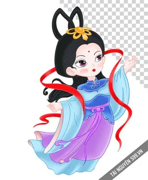 Chị Hằng mặc áo xanh tím múa dải lụa file PNG