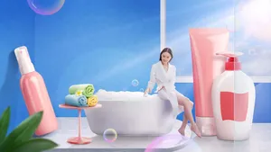 PSD Banner quảng cáo mỹ phẩm sữa tắm chăm sóc da