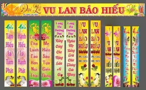 Mẫu băng rôn và phướn dọc treo kính mừng đại lễ Vu Lan file corel