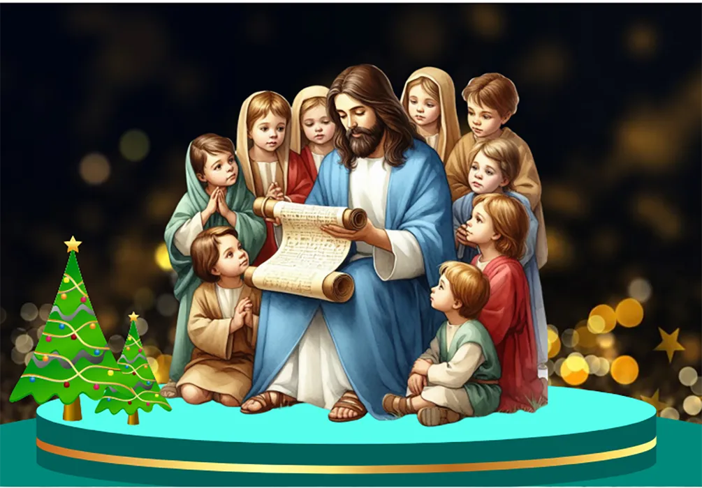 File corel Chúa Giêsu đọc kinh sách cho các em nhỏ