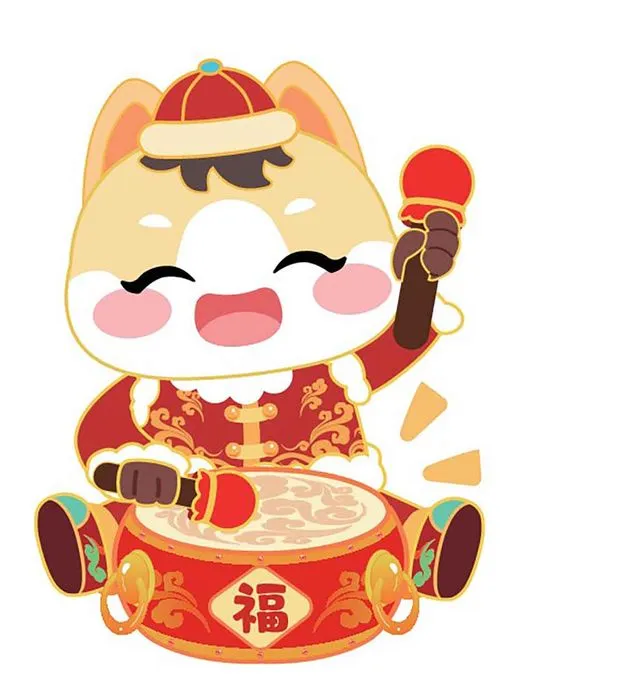 Hình Minh Họa Chú Ngựa May Mắn Đánh Trống EPS