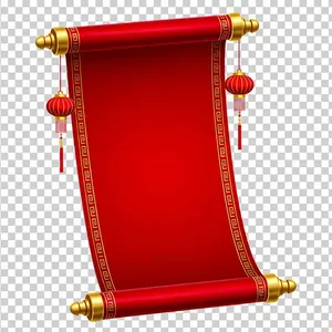 Vector Cuộn Thư Đỏ Treo Đèn Lồng Trung Hoa