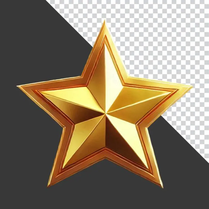 Ngôi Sao Vàng 3D Viền Nổi PNG