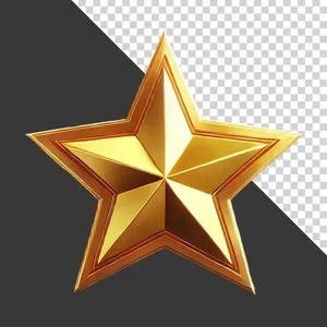 Ngôi Sao Vàng 3D Viền Nổi PNG