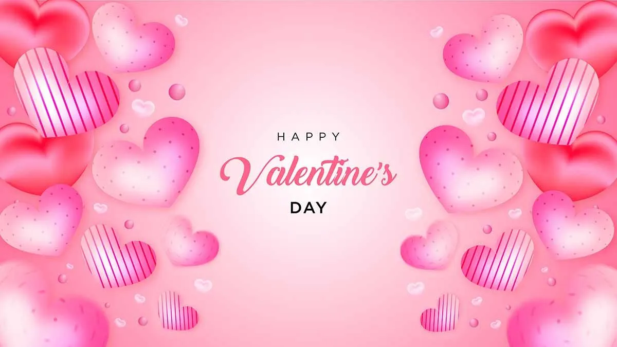 Thiết kế Valentine bóng tim hồng bay giữa mây File EPS