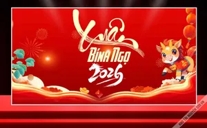 File Corel Xuân Bính Ngọ 2026 Background Tết Đỏ Ngựa Hoạt Hình