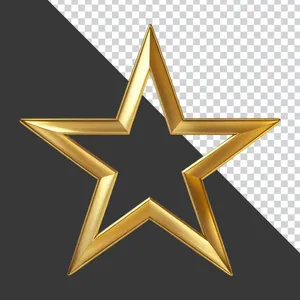 Ngôi sao vàng viền rỗng 3D PNG