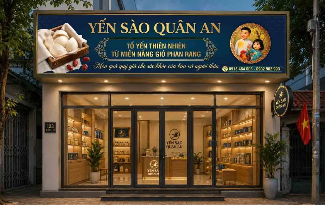 Mẫu thiết kế bảng hiệu Yến sào Quân An File Corel