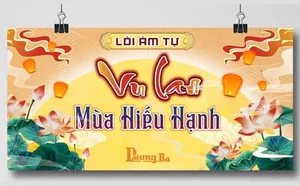 Backdrop Vu Lan Mùa Hiếu Hạnh Hoa Sen Đèn Lồng File Corel