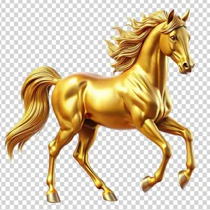 Tượng ngựa File PSD vàng óng ánh uy nghi