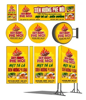 Thiết kế bảng hiệu Xiên Nướng Phê Mới – Mẹt Tá Lả Xiên Nướng 4 Loại File Corel