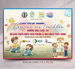 Mẫu thiết kế backdrop cuộc thi vẽ tranh con của mẹ lớn khôn File Corel