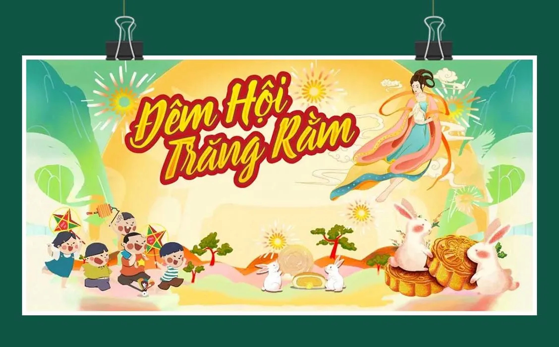 Phông nền Đêm Hội Trăng Rằm Trung Thu Cho Trường Học File Corel