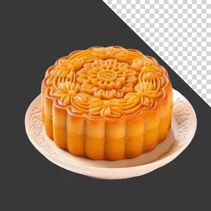 Bánh trung thu hoa văn truyền thống đẹp mắt – File PNG minh họa rõ nét
