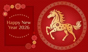 Hình Ảnh Ngựa Vàng 2026 Trang Trí Tết - File JPG
