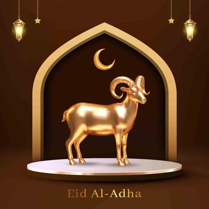 Thiết kế nền tảng tôn vinh dê tế vàng lễ hội Eid Al Adha.png