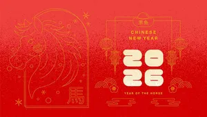 2026 Ngựa vàng phong cách đường nét tối giản – File Vector