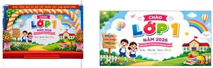 File Corel - Mẫu thiết kế backdrop chào lớp 1 năm 2026 