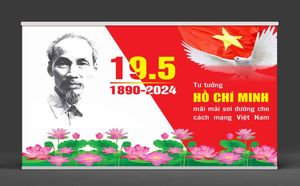Maket thiết kế backdrop ngày 19 tháng 5 về tư tưởng Hồ Chí Minh - Mừng sinh nhật Bác Hồ file corel
