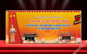 Backdrop Khai Mạc Lễ Hội Truyền Thống Xã Sơn Động Năm 2026