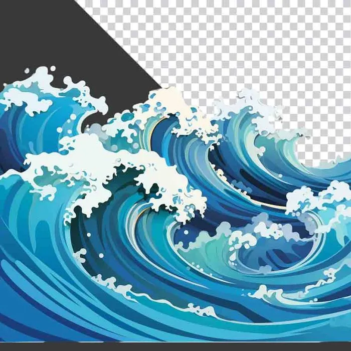 Sóng Biển Xanh Tươi Động - File PNG Cao Cấp Cho Thiết Kế Đồ Họa