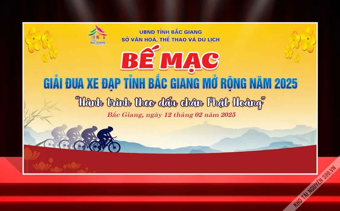 Backdrop Giải Đua Xe Đạp Bắc Giang 2025 – Hành Trình Theo Dấu Chân Phật Hoàng