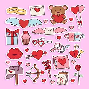 Bộ icon Valentine dễ thương vector File EPS