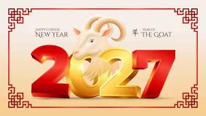 Thiệp Tết 2027 Năm Con Dê Chúc Mừng Năm Mới