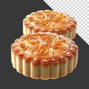 Bánh trung thu truyền thống hoa văn tinh xảo sang trọng – Hình ảnh PNG tách nền