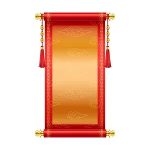Cuốn thư Tết Vector họa tiết mây vàng