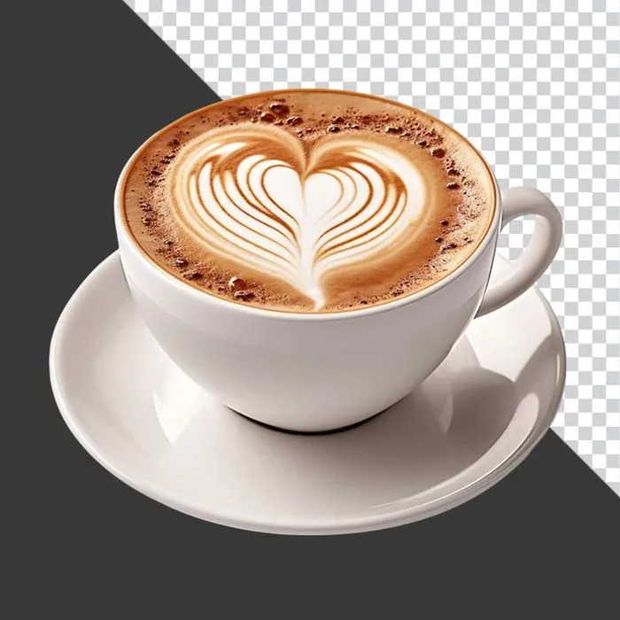 Ly cà phê cappuccino hình trái tim đẹp PNG