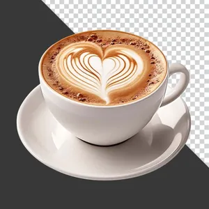 Ly cà phê cappuccino hình trái tim đẹp PNG