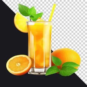 Ly nước cam File PNG với lát cam tươi trang trí