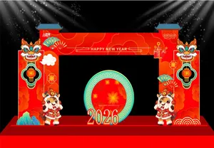 File Corel Phông Nền Sân Khấu Tết 2026 Chủ Đề Năm Ngựa