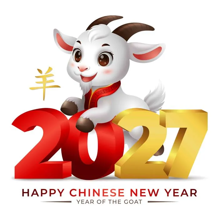 Vector Dê Hoạt Hình Chúc Mừng Năm Mới 2027 – Phong Cách Trung Hoa