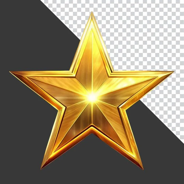 PNG Ngôi Sao Vàng 3D Chói Sáng