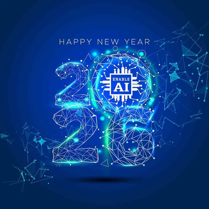 Thiết kế 2026 công nghệ AI màu xanh hiện đại - File Vector