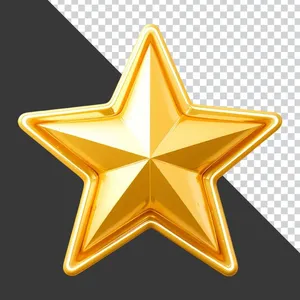 PNG Ngôi sao vàng nổi 3D sang trọng