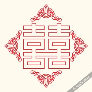 Tải File Chữ Hỷ Vector CDR – Song Hỷ Hoa Văn Đẹp Cho Thiết Kế Cưới