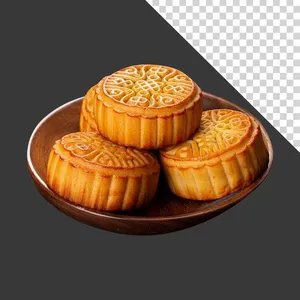 Đĩa bánh trung thu nướng truyền thống - File PNG