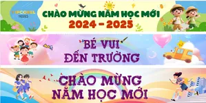 Banner chào mừng năm học mới bé vui đến trường 2024 2025 File Corel